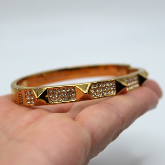 Vince Camuto Gold Spike Rhinestone Bangle Bracelet - Picture 2 of 4
